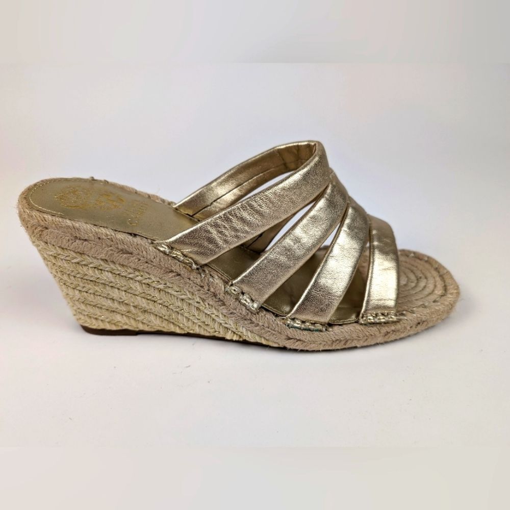 Vince Camuto Women's Molisana Espadrille Wedge Sandal 9M in Egyptian Gold NEW